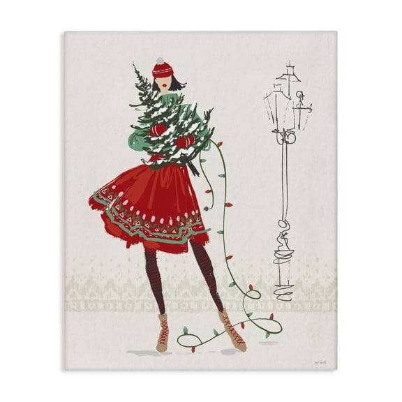 Stupell Industries Art Deco Festive Fashion Girl Canvas Art, 16 x 20, by Anne Tavoletti