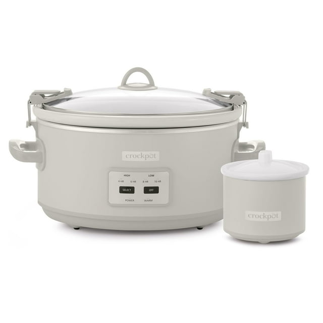 Olla de cocción lenta Crock-Pot de 7 cuartos con control táctil, 4 configuraciones preprogramadas, recipiente de cerámica extraíble y tapa con cierre, diseño de champiñones
