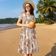 thumbnail image 4 of Balery Woodland Animals in Neutral Tones Vestidos sueltos de manga corta para mujer, vestidos de verano 2025, vestidos casuales de corte A con vuelo., 4 of 6