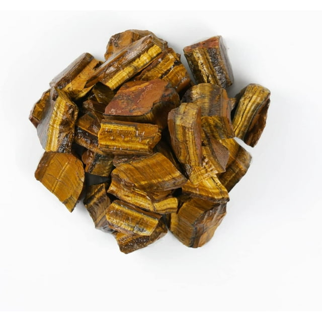 Nvzi Piedra de ojo de tigre, cristales, cristales a granel, rocas para pulir, cristales en bruto a granel, cristal de amatista, cristal de calcita para decoración,chakras y energía (1 lb)