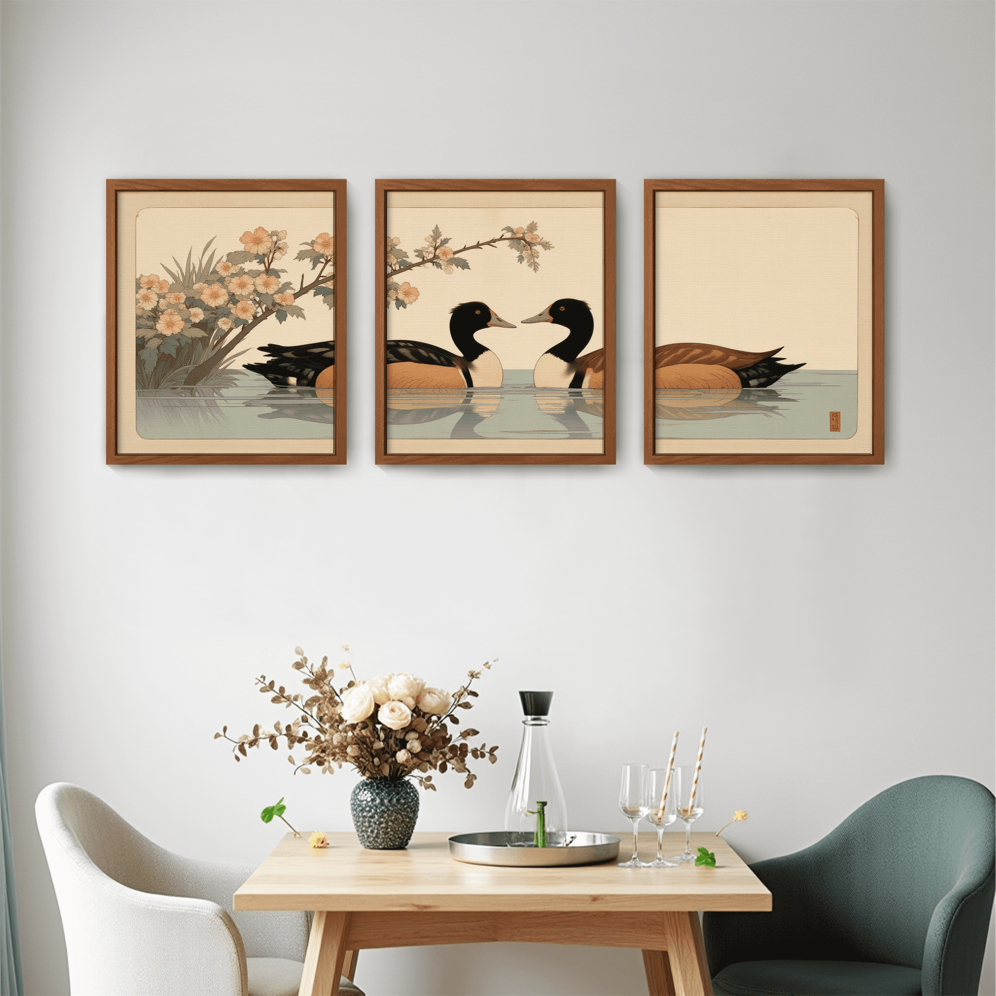MAYEERTY Modern Abstract Wall Art Painting, Living Room Decor, Brown MDF Frame, 15.7"x11.8"