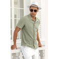 thumbnail image 3 of Iceglad Men's Casual Button Down Shirts Short Sleeve Shirts Vacation Beach Summer Hollow Out Tops, 3 of 7