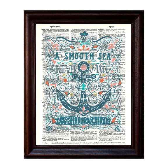 Typography - Smooth Sea - Dictionary Art Print Printed On Authentic Vintage Dictionary Book Page - 8 x 10.5