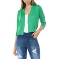 thumbnail image 4 of FashionOutfit Women's Solid Open Front Soft Stretch 3/4 Sleeve Layer Short Cardigan, 4 of 4