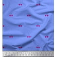 thumbnail image 1 of Soimoi Blue Georgette Viscose Fabric Cherry & Dots Print Fabric by the Yard 42 Inch Wide, 1 of 1