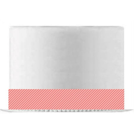 Deep Coral and White Diagonal Edible Cake Decoration Ribbon -6 Slim Strips