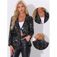 thumbnail image 2 of DARING DIVA Sequin Blazer Jacket Sparkly Open Front Cardigan M Silver, 2 of 6