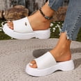 thumbnail image 5 of Rokment Women's Platform Chunky Backless Sandals 2026 Trendy Leather Chunky Wedge Mid Heels Slip on Slides Comfortable Casual Walking Slippers for Indoor Outdoor White Size 7, 5 of 8