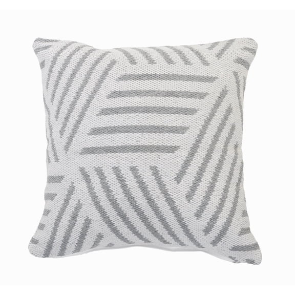 Laddha Home Designs 20" White with Gray Geometric Stripes Square Throw Pillow