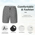 thumbnail image 3 of Men's 2 in 1 Swim Trunks with Compression Liner Black Checkered Quick Dry Beach Shorts, 3 of 6