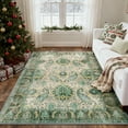 thumbnail image 2 of NewBuros Area Rugs 5'x7' Washable Non-Slip Boho Rugs, Soft Stain Resistant Low Pile Print Indoor Carpet for Living Room Bedroom Dining Room, Light Green, 2 of 10