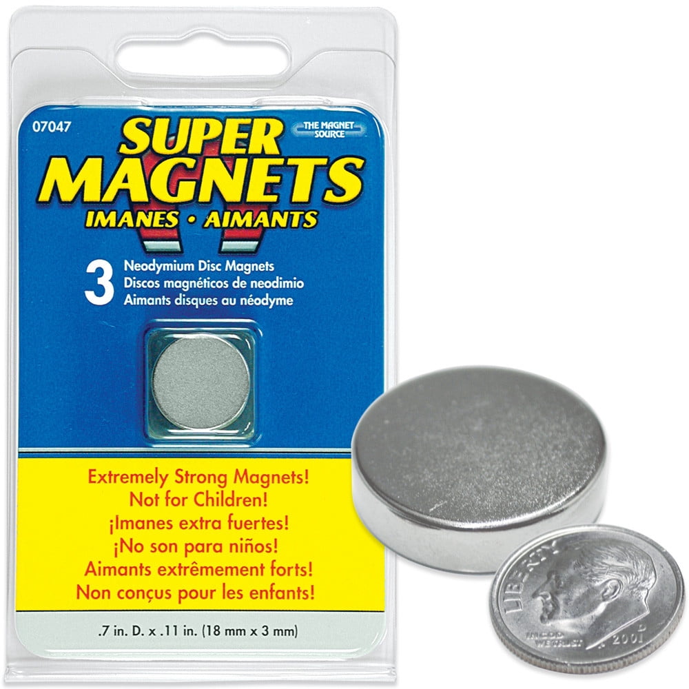 Konserveringsmiddel beviser Perversion New Master Magnetics 07047 Magnet Source 0.7 Inch By 0.11 Inch Neodymium  Disc Magnets Pack Of 3,Each - Walmart.com