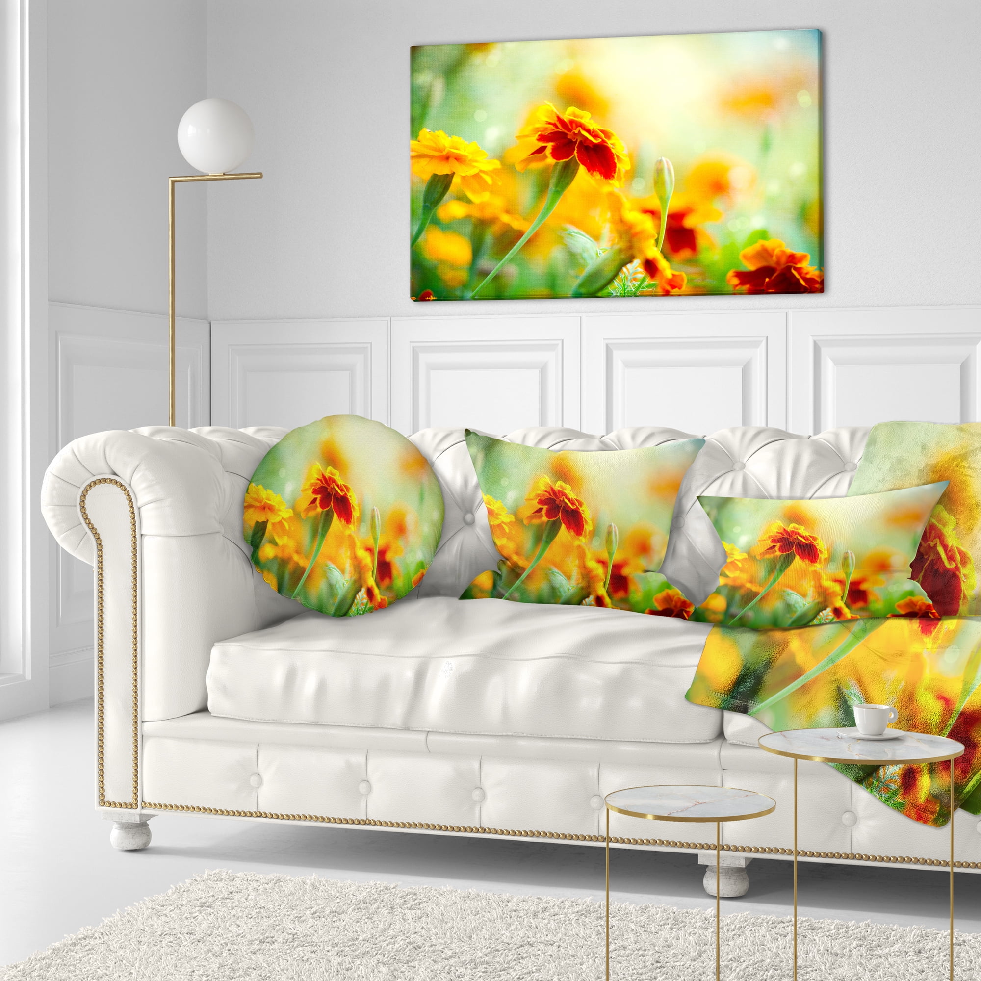 Designart 12" x 20" Floral Polyester Throw Pillow