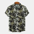 thumbnail image 2 of Hombres Casual Botones Playa Sin posicionamiento Estampado floral Turndown Camisa de manga corta Blusa Pompotops oipoqjl49029, 2 of 9