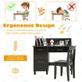 thumbnail image 6 of Costway Kids Wooden Study Desk & Chair Writing Table w/Drawer Storage Cabinet Brown, 6 of 10