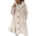 thumbnail image 1 of LUXUR Ladies Button Down Plush Overcoats Single Breasted Travel Sherpa Jacket Apricot 4XL, 1 of 3