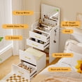 thumbnail image 2 of VKCC 3 in 1 Compact Vanity Desk Set with Flip Top Mirror Makeup Dressing Table with Stool and Drawers for Small Spaces, White, 2 of 9