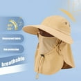 thumbnail image 3 of Visland Unisex Sun Hat with Face Front Cover Face Neck Protection Hollow Mesh Windproof Fixed Strap Anti-UV Foldable Sunscreen Breathable Ponytail Hole Outdoor Cap, 3 of 8