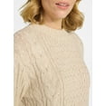 thumbnail image 4 of Time and Tru Women's Cable Knit Sweater Dress with Long Sleeves, Sizes XS-3XL, 4 of 5