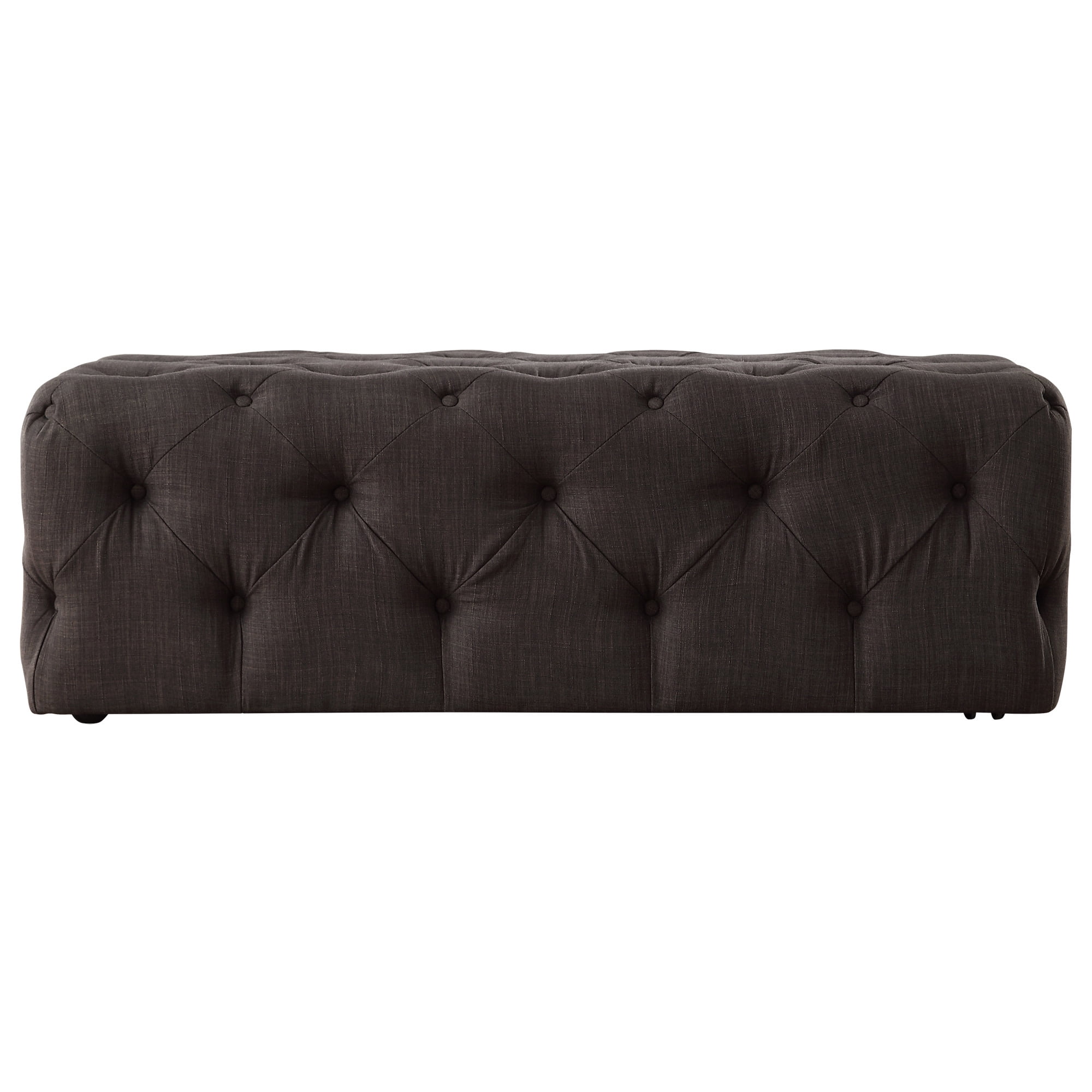 Weston Home Bowman Rectangular Tufted Ottoman with Casters, Dark Grey Linen
