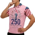 thumbnail image 4 of IWRICH 250TH Anniversary Polo Shirt for Men 250YEARS USA Flag Graphic Tee Short Sleeve Summer Tops Pink XXXL, 4 of 4
