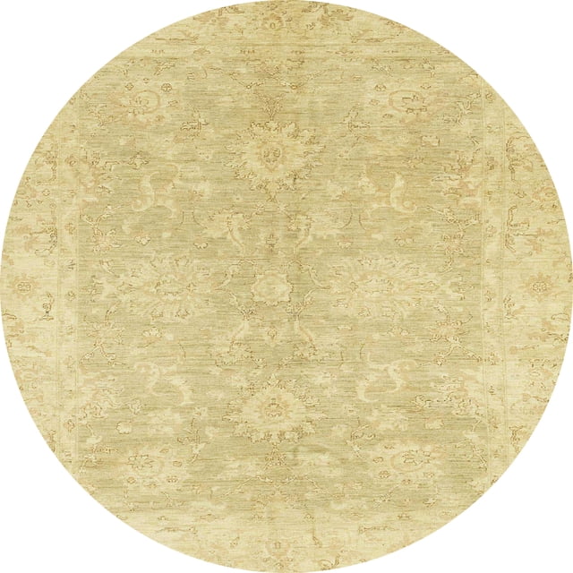 Ahgly Company Tapis d'Intérieur Rond Abstrait Jaune Moutarde Oriental, 7 Pieds Rond