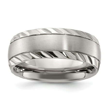 Auriga Fine Jewelry Titanium Polished with Brushed Center and Grooved Edge 8mm Men s Band