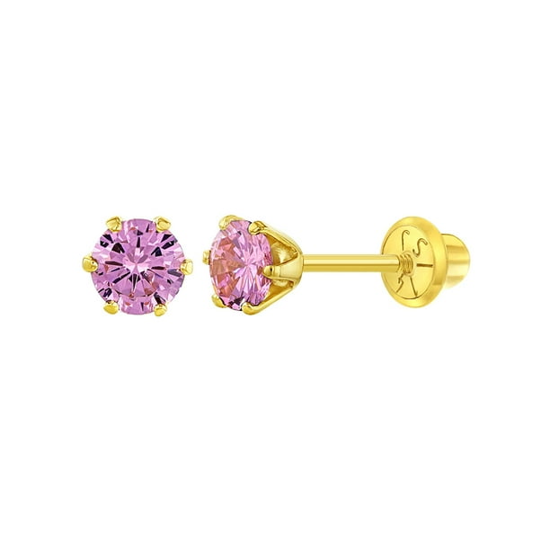 In Season Jewelry 14k Yellow Gold Screw Back Earrings Solitaire Round