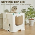 thumbnail image 4 of Cat Litter Box with Lid, Covered Top Entry Kitten Litter Pan for Small and Medium Cats, Anti-Splashing Kitty Potty with Slide-Out Litter Tray, 4 of 14