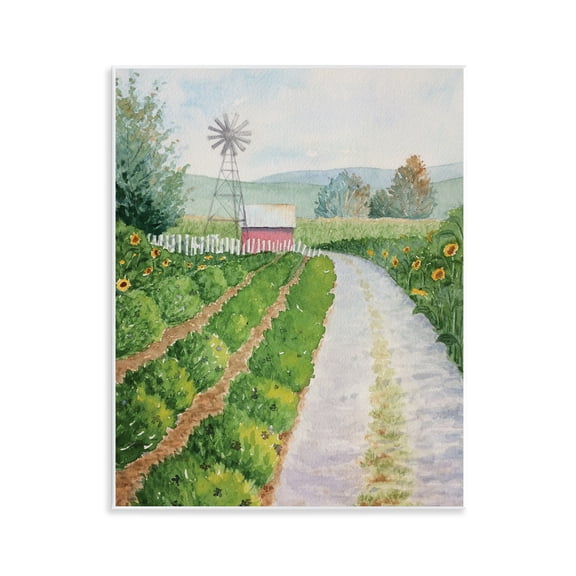 Stupell Industries Tranquil Farm Path Landscape & Nature Painting Unframed Art Print Wall Art, 11 x 14