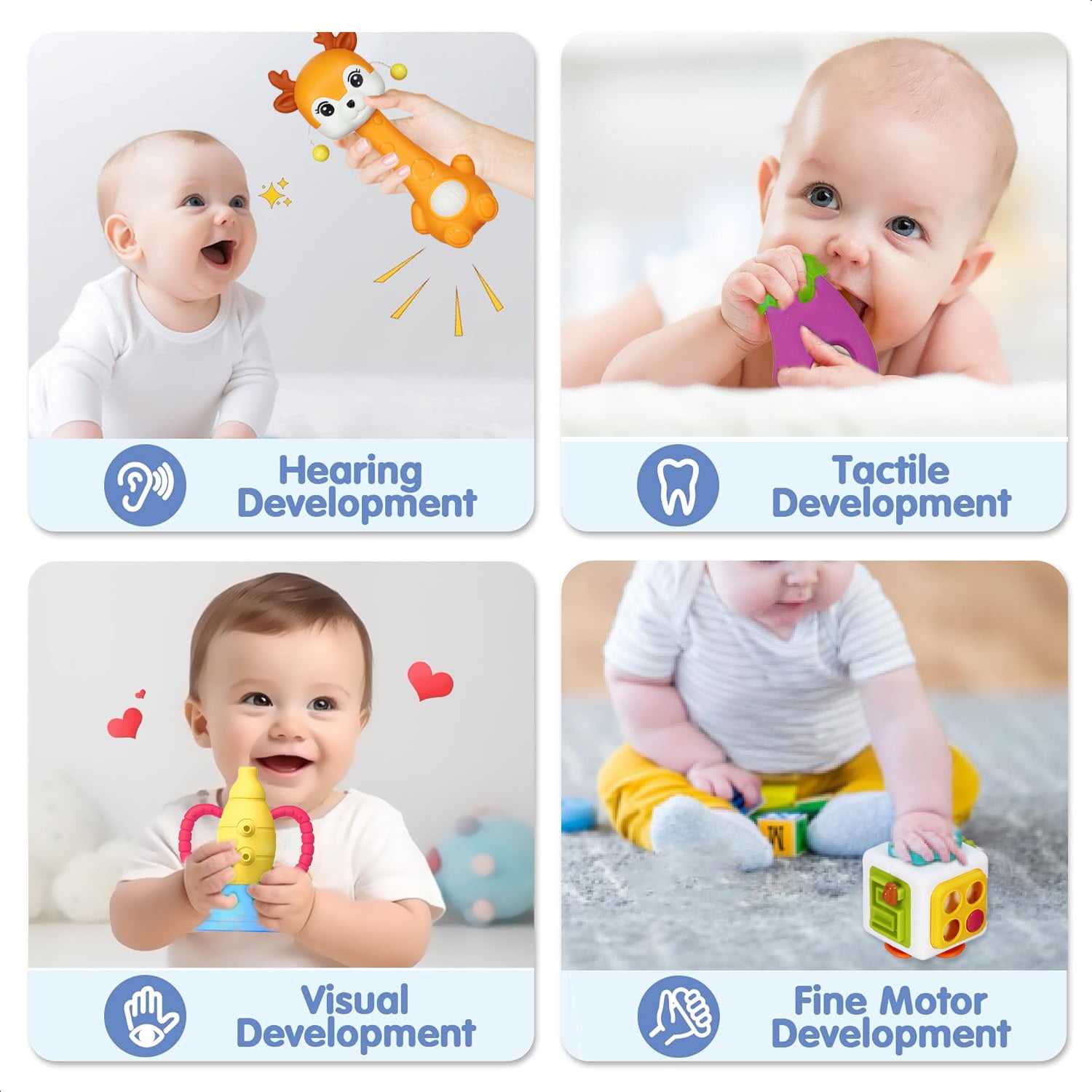 LINXUXIE Baby Rattle Set, Infants Rattles Teething Toys & Wrist Socks Suitable, Perfect Baby Gift for 6 Months Boys & Girls