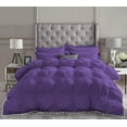 thumbnail image 2 of D.N.G. BEDDINGS Luxurious 5 Piece Pom Pom Pinch Pleated Comforter Set, 800 Thread Count, 100% Egyptian Cotton, White Vintage Pom-Pom Fringe (Twin/Twin XL Size Solid Purple Color), 2 of 5