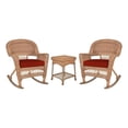thumbnail image 1 of Jeco 3pc Wicker Rocker Chair Set in Honey with Red Cushion, 1 of 10