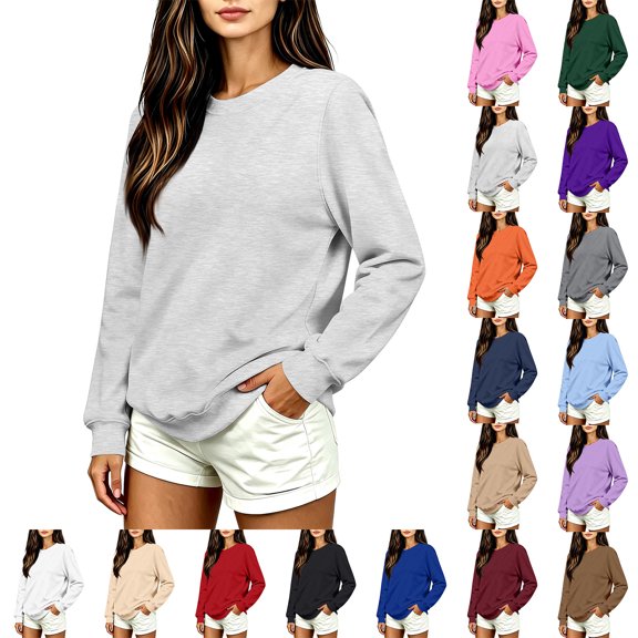Women's Long Sleeve Crewneck Oversized Sweatshirts Loose Fit Pullover Tops Soft Cute Shirts Work&Casual Daily Lounge Wear Fall Winter Clothes
