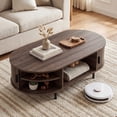 thumbnail image 6 of Costway Oval Coffee Table, 47.5” Wooden Center Table with Storage, Sliding Tambour Doors Walnut, 6 of 12