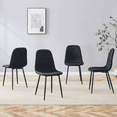 thumbnail image 2 of Set of 4 Black Linen-Cotton Dining Chairs with Black Metal Legs & Integral Frame, 2 of 10