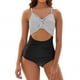 thumbnail image 2 of TaTaai Vintage Strappy Back Swimwear, Women's Stripe Tankini Bikini Set, Adjustable Design with Removable Padding for Pool Party Gift, 2 of 9
