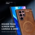 thumbnail image 3 of Allytechgroup Magnetic for Samsung Galaxy S22 Ultra Case, Compatible with MagSafe Support Magnetic Car Phone Mount PU Leather Slim Phone Case for Women Men for Samsung Galaxy S22 Ultra, Brown, 3 of 10