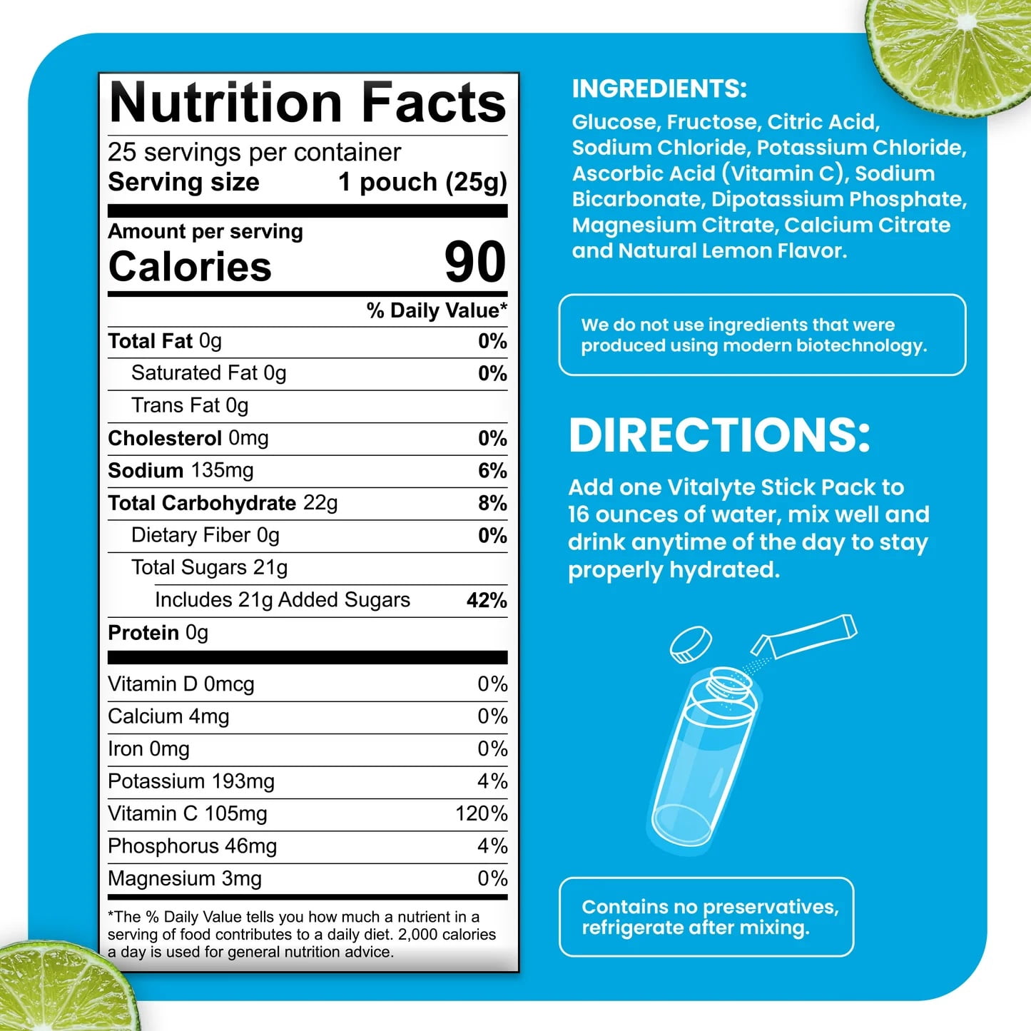 Vitalyte Variety Stick Pack Electrolyte Powder Mix, Isotonic Hydration, Pack of 14