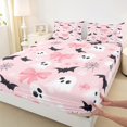thumbnail image 4 of Manfei Cartoon Ghost Kids Full Size Sheets, Gothic Bat Pumpkin Print Bed Sheets, Cherry Blossoms Floral Sheet Sets, Microfiber Bedroom Decor, 4 Pieces, 4 of 7