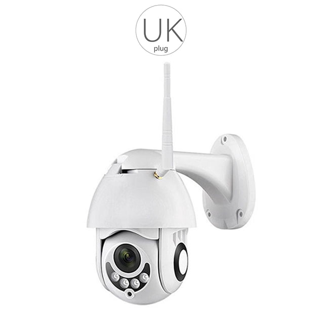WiFi Cámara inteligente HD 1080P Cámara impermeable inalámbrica Suministros de seguridad para exteriores 360 Dregree Enchufe para el Reino Unido Jumpingount DZ5743-03