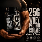 NutraBio Whey Protein Powder Isolate Supplement – 25g of Protein Per Scoop with Complete Amino Acid Profile - Soy and Gluten Free - Zero Fillers and Non-GMO -Cookies & Cream - 20 Servings