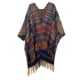 thumbnail image 1 of Poncho tipo chal para mujer, chales abiertos al frente para otoño e invierno, cárdigan holgado con estampado de cuadros vintage para clima frío, manta navideña, bufanda, regalos, 1 of 5