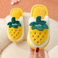 thumbnail image 2 of Binhe Cartoon Strawberry Pattern Bedroom Slippers for Kids Cotton Slippers Girls Boys House Slippers Winter Warm Indoor Shoes with Lined Indoor Shoes for toddler, 2 of 4