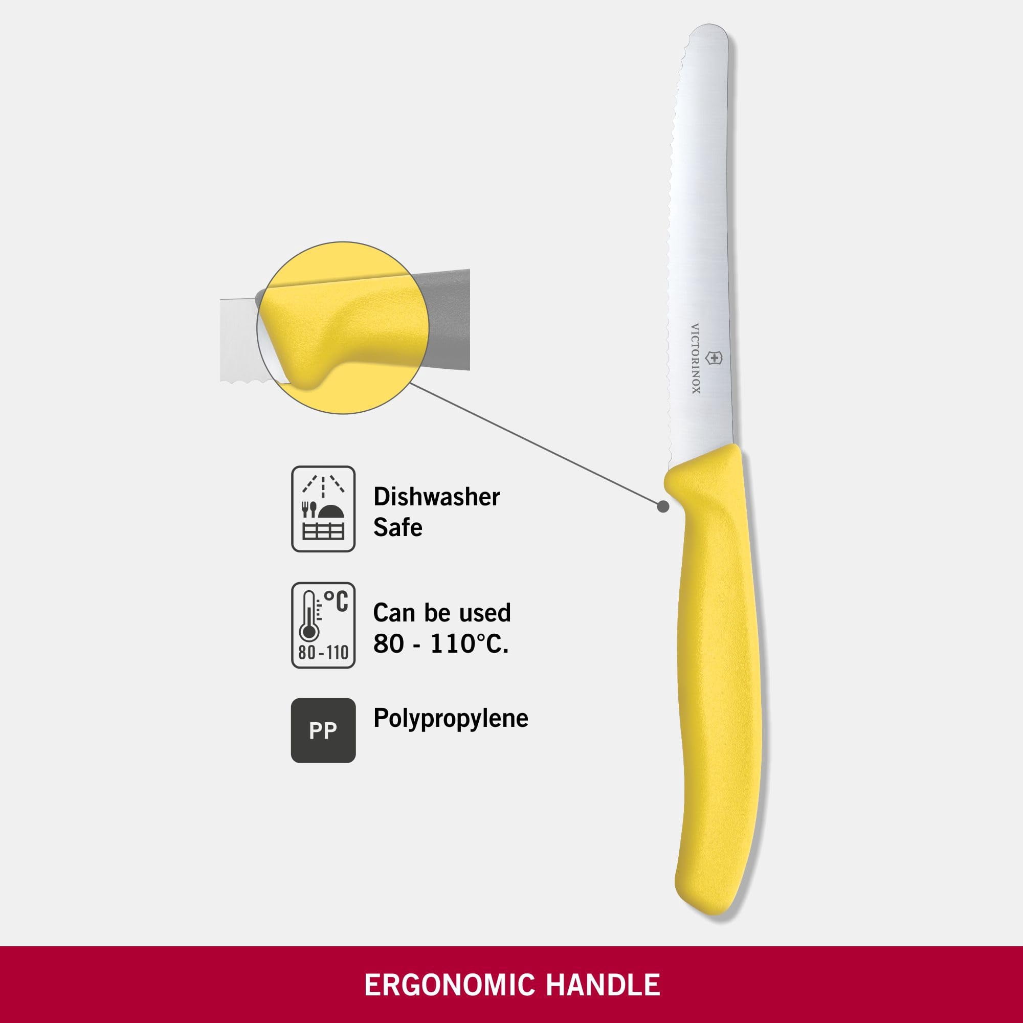 Victorinox Swiss Classic Utility Knife 4.3 Inch Wavy Edge Round Tip - Yellow