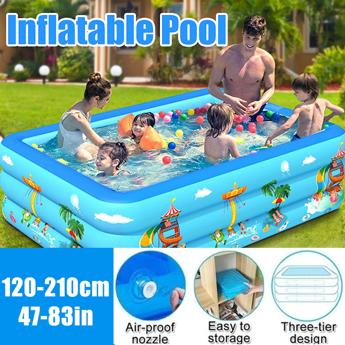 Details about   110/128/155cm Inflatable Swimming Pool Camping Garden Family Kids Paddling Pool 