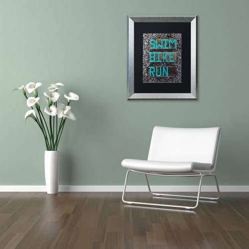 Trademark Fine Art 'The Triathlete' Canvas Art by Nicole Dietz, Black Matte, Silver Frame