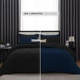 thumbnail image 3 of DNG Creations 1 Piece Reversible Diamond Pattern Comforter Solid - 100% Egyptian Cotton, 800 TC ( Oversized Queen - Size ) All-Season 550 GSM ( Navy-Blue/Black Colour ), 3 of 7