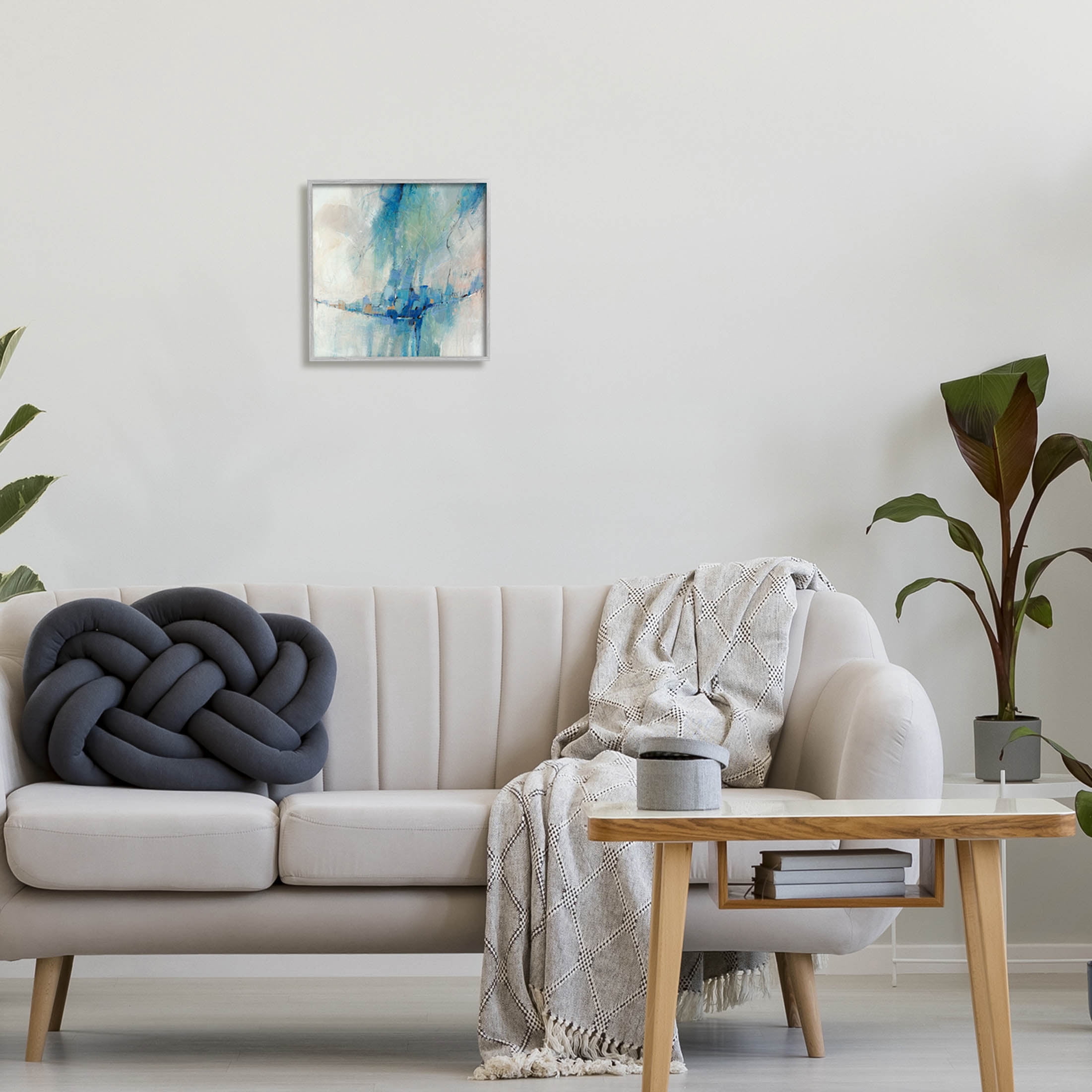 Stupell Industries Modern Blue Shapes Gathered Painting Gray Framed Art Print Wall Art, Design by Tim OToole