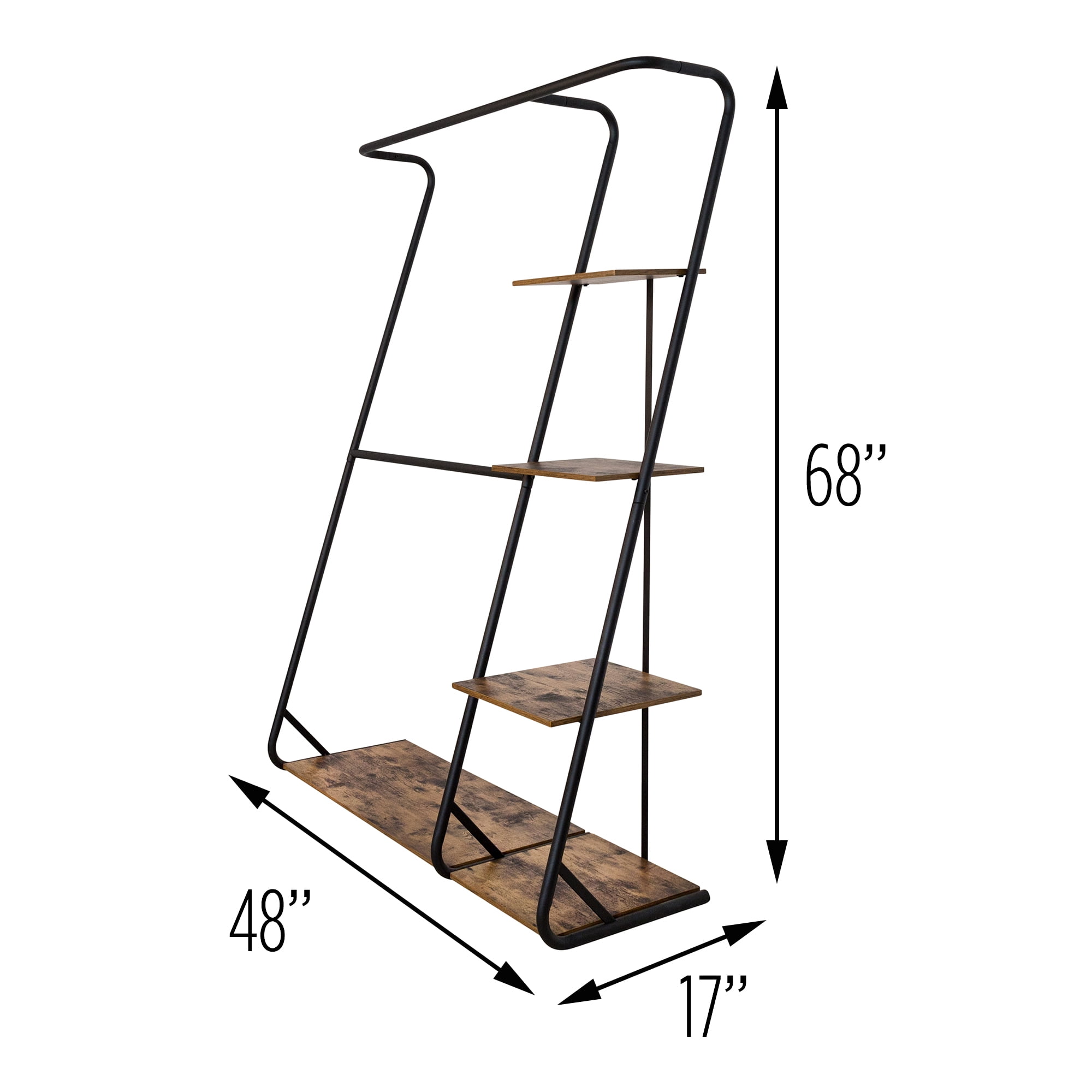 Matte Black/Rustic Wood 3-Tier Z-Frame Shoe Rack